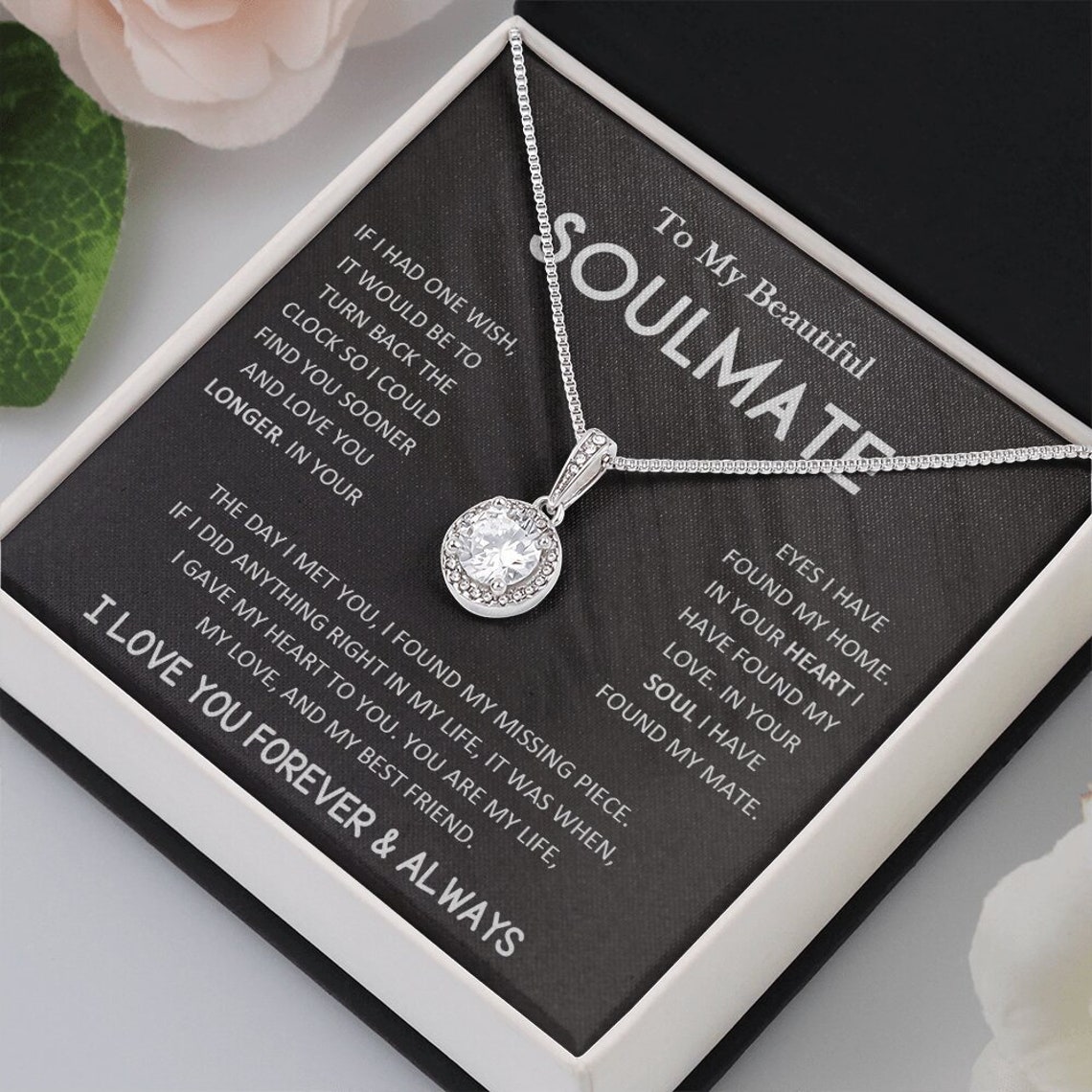To My Soulmate Eternal Love Necklace Gift For Her Wife Standard Box