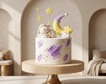 Sleeping Sheep Cake Topper, Made of Lightweight Foam Clay