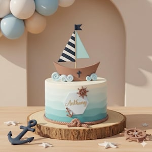 Sailboat Cake Topper: Handmade Air Dry Clay, Baptism, Baby Shower