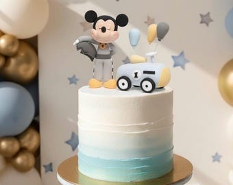 Adorno para pastel de coche de carreras hecho a mano: decoración de arcilla de secado al aire para baby shower