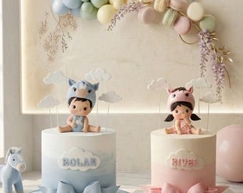 Horse Baby Cake Topper, Handmade Using Lightweight Foam Clay, Customizable