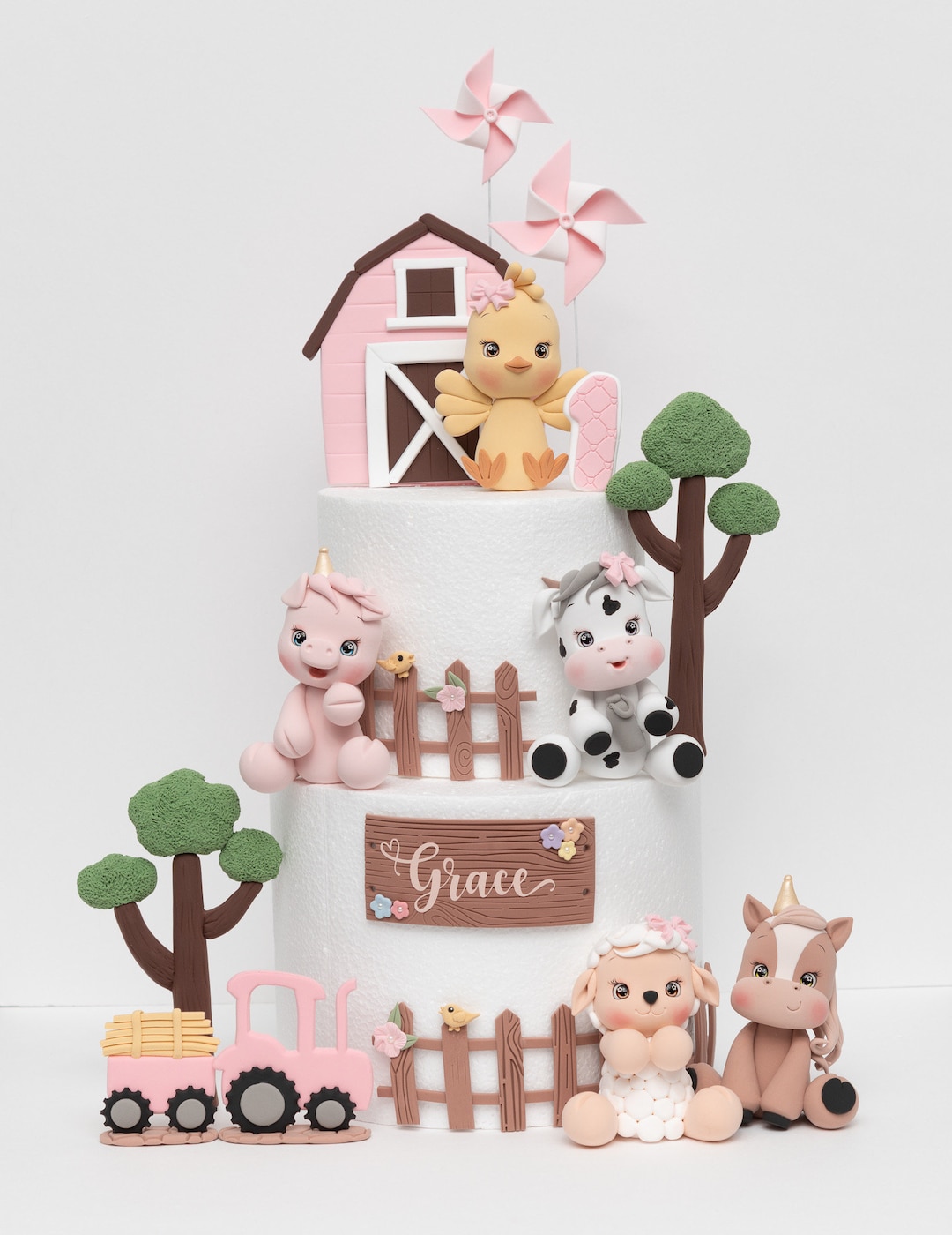 Farm Animal Cake Topper, Made of Lightweight Air Dry Clay, Cow, Horse ...