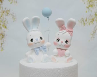 Adorno para tarta de conejo, hecho de arcilla ligera, adorno para tarta de conejo
