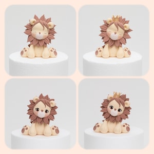 Safari Animal Cake Topper Made of Lightweight Air Dry Clay: Lion, Tiger, Elephant, Monkey, Giraffe, Zebra, Hippo For Birthday Cake image 2