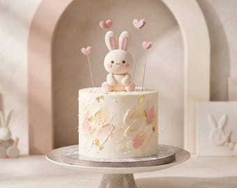 Bunny Cake Topper, Made of Foam Clay,  for Birthday Cake