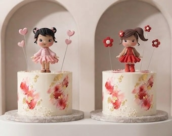 Custom Girl Cake Topper, Made of Lightweight Foam Clay, For Birthday Cake