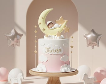 Baby Baptism Cake Topper, Made of Lightweightt Air Dry Clay, Angel Cake Decoration