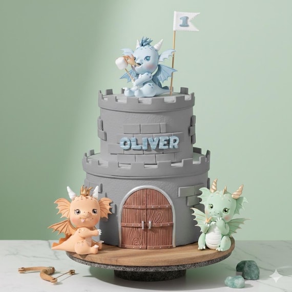Dragon Cake Topper Set With Eggs - Fantasy Baby Shower Wedding Birthday Party Decor By BACH AND BOOZY
