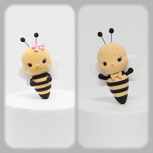 Bee Cake Topper, 4 inch tall, Handmade Made of Lightweight Air Dry Foam Clay