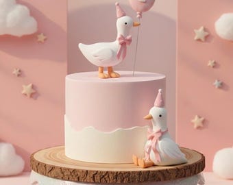 Adorno para tarta de ganso tonto hecho de arcilla ligera, para tarta de cumpleaños, tarta de baby shower