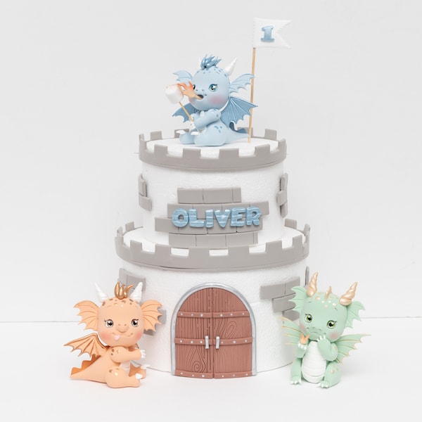 Baby Dragon Cake Topper Made of Lightweight Air Dry Clay, For Birthday Cake