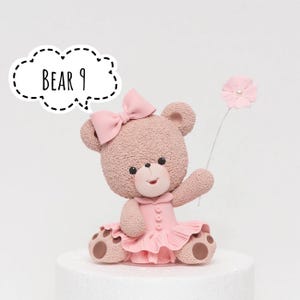 Cute Bear Cake Topper Made of Light-weight Clay. Bow Decoration ...
