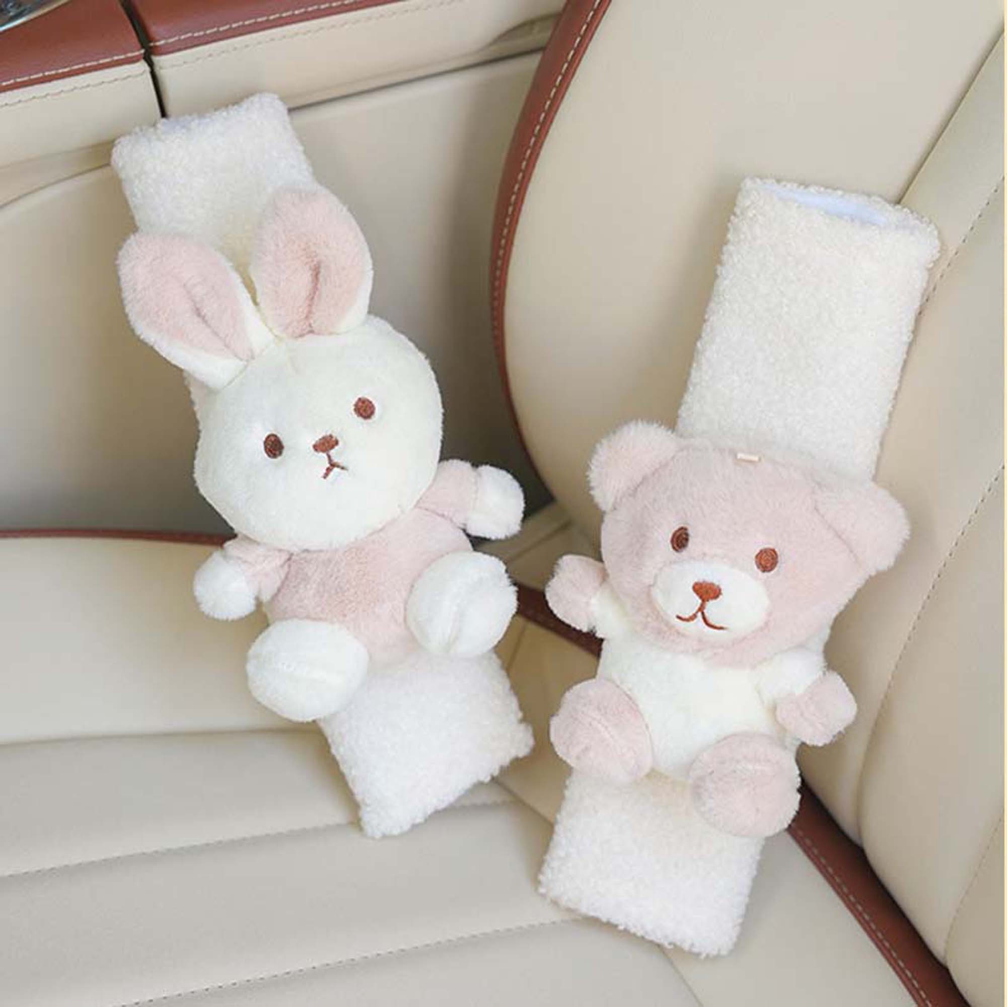 Pink Rabbit Seat Belt Cover Kawaii Bear Seatbelt Cover Car Etsy