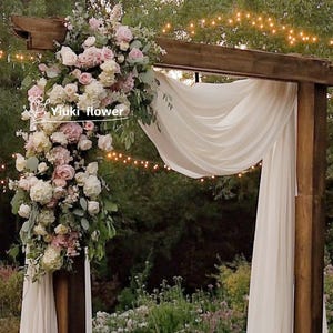Rose Greenery Flower Arch: Wedding Ceremony Decor