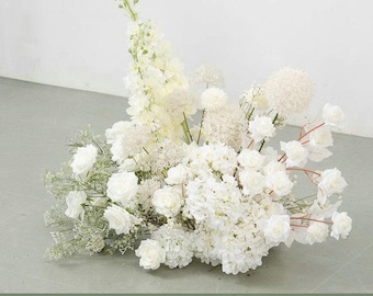 White Floor Flower, Artificial Aisle Flower, Ground Flowers for Wedding Decor,Faux Hangings Flowers,Custom Flower Arrangement