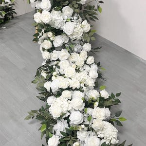 Wedding Flower Arrangement | Flower Runner | Wedding Centerpiece | Event Party Backdrop Decor,Aisle Flower made with Rose Peony Green Leaf