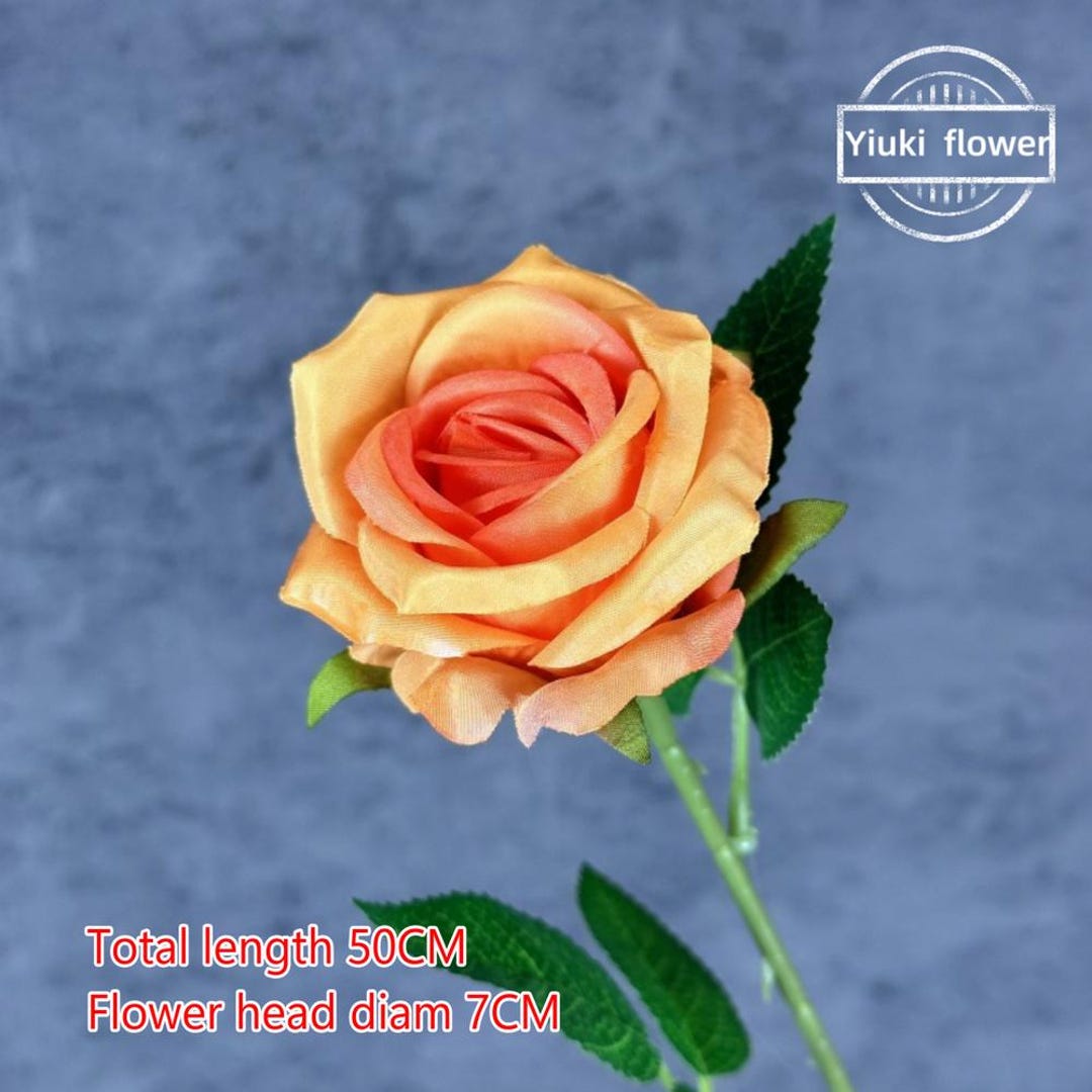 Fake Orange Roses 2-100pcs Orange Faux Rose Stemdiy Floral Craftsartificial Flowerwedding ...
