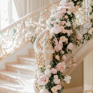 Rose Peony Flower Runner | Artificial Flower Arrangements for Wedding Decoration |Aisle Flowers | Staircase Flowers| Flower Row Custom