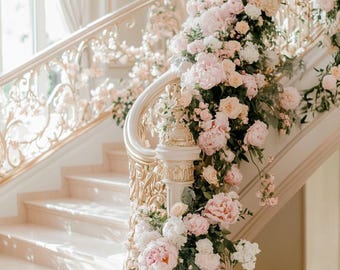 Rose Peony Flower Runner | Artificial Flower Arrangements for Wedding Decoration |Aisle Flowers | Staircase Flowers| Flower Row Custom