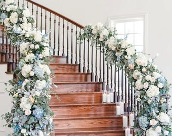 Rose Hydrangea Flower Arrangement | Wedding Flower Decoration | Table Runner | Aisle Flowers | Staircase Flowers| Home/Wedding Decor