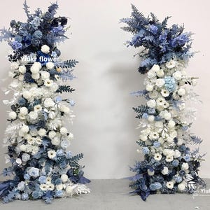 White & Blue Silk Wedding Flower Arrangement: Ceremony Arbor Decor