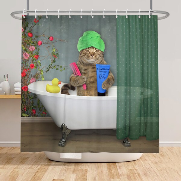 Cat Shower Curtain Etsy