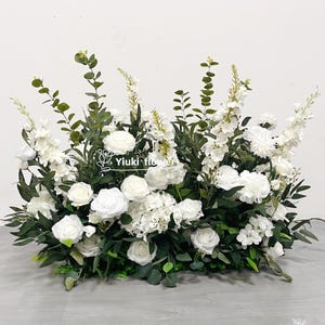 White Ground Flower Arrangements | Artificial Wedding Aisle Flowers | Event Party Decoration | Floor Floral Eucalyptus Garden Decoration