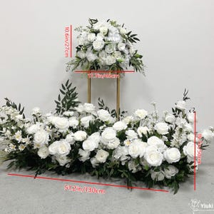 White Greenery Flower Arrangement | Artificial Wedding Aisle Flowers | Floor Floral Flower Runner | Table Centerpiece | Flower Ball