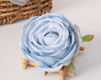 Real Touch Rose Heads | Light Blue Cabbage Rose Heads | DIY Faux Florals | Wedding/Home Decoration| Artificial Flowers DIY Bouquets
