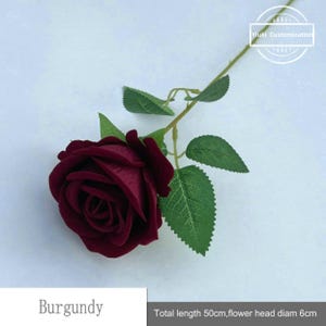 Burgundy Faux Rose Stem: DIY Floral Wedding Decor