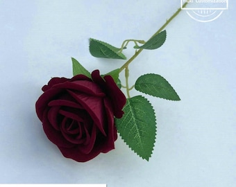 2-100pcs Faux Rose Stem | Artificial Flower | DIY Floral Crafts | Wedding/Home Decoration | Wedding/Home Decoration | Gifts Burgundy