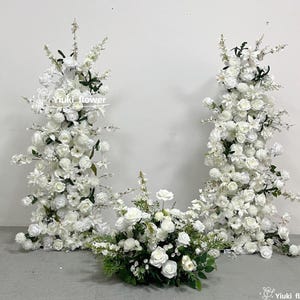 White Ivory Arch Flowers,Artificial Long Flower Arrangements,Wedding Decor,Arbour Flowers, Church Flowers,Aisle Flower Custom exclude stand