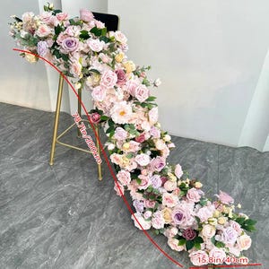 Pink Series Flower Arrangement, Artificial Flower Runner, Aisle Staircase Decoration Flower Row,Table Centerpiece,Wedding Decor,Purple White