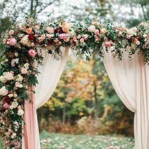 Silk Rose & Hydrangea Flower Arch: Wedding Ceremony Decor, Floral Archway Swag
