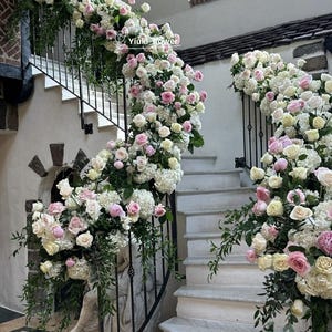 Rose Greenery Flower Arrangement | Wedding Flower Decoration | Table Runner | Aisle Flowers | Staircase Flowers| Home/Wedding Decor