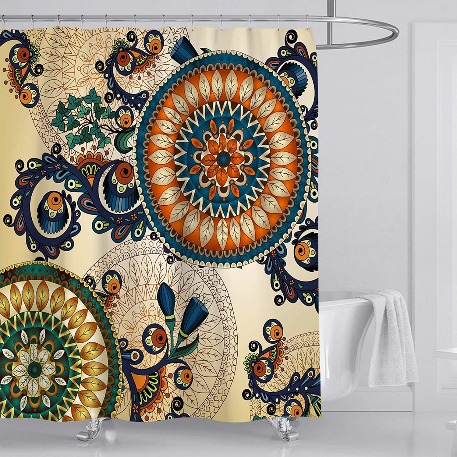 Floral Boho Shower Curtain With Hookscolorful Bohemian - Etsy