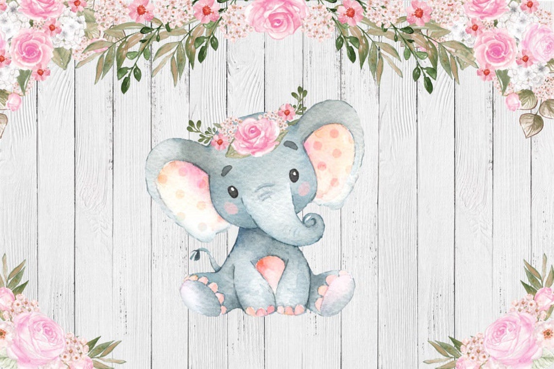 Cute Baby Elephant Backdrop Baby Shower Party Decor Etsy