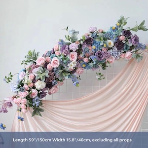 Artificial Arch HangFlowers, Wedding Reception Decoration Props,Table Flower Runner Flower Row, Faux Floor Flower,Gifts Purple Pink