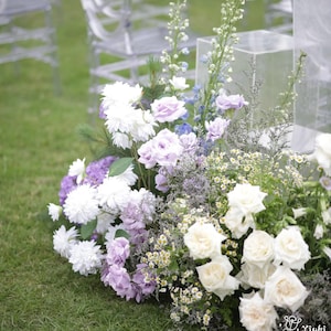 White Purple Ground Flowers, Wedding Aisle Flowers, Wedding Decor, Wedding Centerpiece, Arch Decor, Table Decor, Floor Floral Customizable