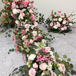 Shades of Pink Artificial Flower Ball|Rose Eucalyptus Floor Flower|Long Flower Arrangement Wedding Decoration|Table Centerpiece no stand
