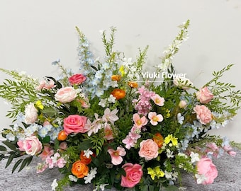 Wildflowers Grounded Arch Arrangements | Artificial Wedding Aisle Flowers | Table Centerpiece | Home Decoration | Floor Floral Custom