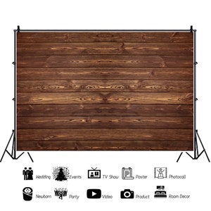 Thin Vinyl Brown Wood Backdrop,Baby Shower Birthday Photography Backdrop, Retro Wood Wall Background Cloth Seamless, Custom Backdrop