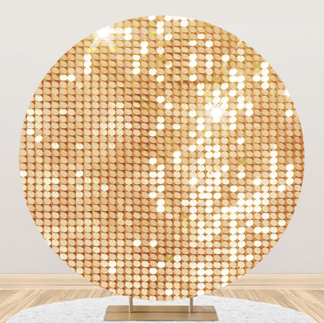 Gold Glitter Sequin Round Backdrop,polyester Luxurious Golden ...