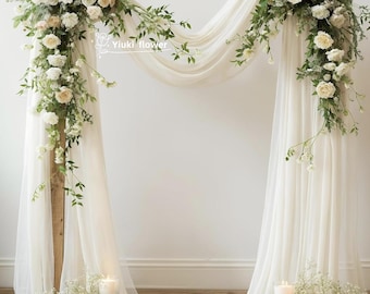 Arch Flowers, Wedding  Flowers, Flower Arch Decor With Drapes, Arch Floral Arrangements, Ceremony Decor, Wedding Decor White Dusty Pink