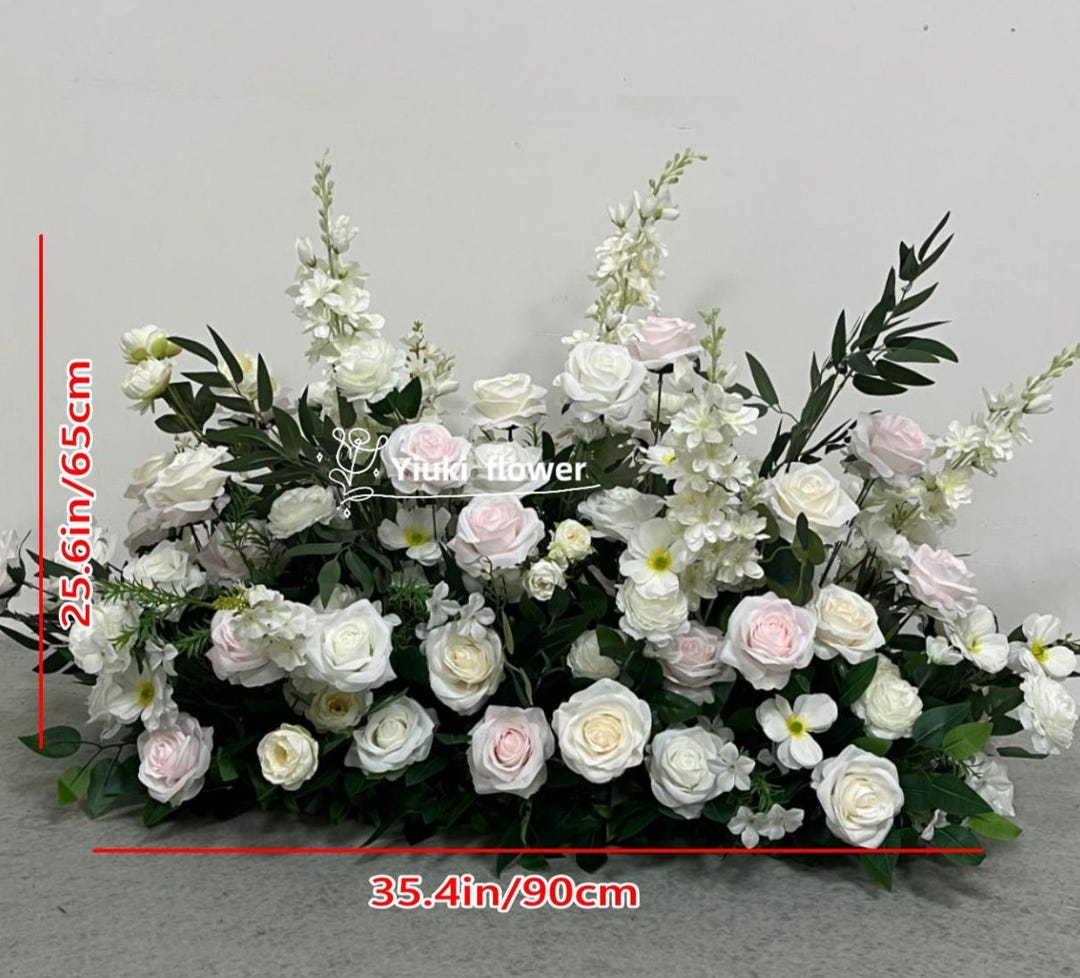 White & Pale Pink Silk Flower Arrangement: Wedding Aisle Decor - Etsy