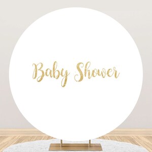 Personalized Name Gold Text White Round Backdrop Cover