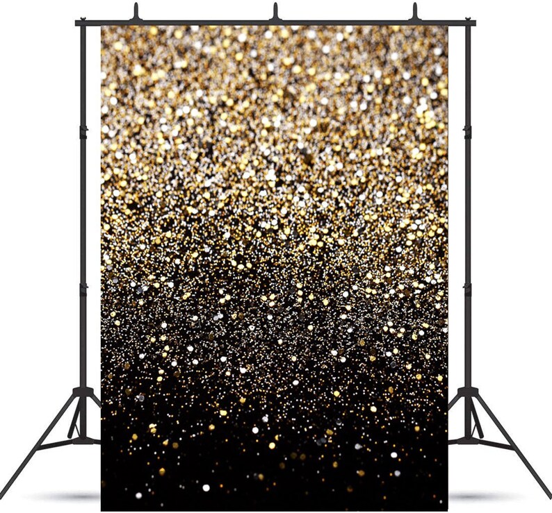 Gold Glitter Backdrop Gold Spots Bokeh Backdrop Black and Etsy