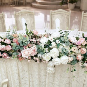 White & Pink Silk Flower Table Centerpiece: Wedding Decoration, Artificial Floral Arragement