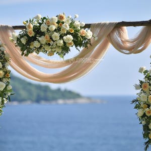 White Champagne Arch Flowers, Wedding  Flower Arrangements, Flower Arch Decor, Floral,Ceremony Decor, Wedding Reception, Archway Flower Swag