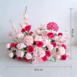 Hot Pink Floor Flower,Artificial Flower Runner, Wedding Ground Flowers,Wedding Reception,Bridal Shower Decor,Flower Arrangement Customizable